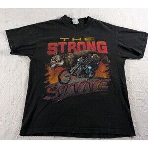 Vintage Single Stitch Easyrider The Strong Survive Biker Shirt Large 90s Grunge